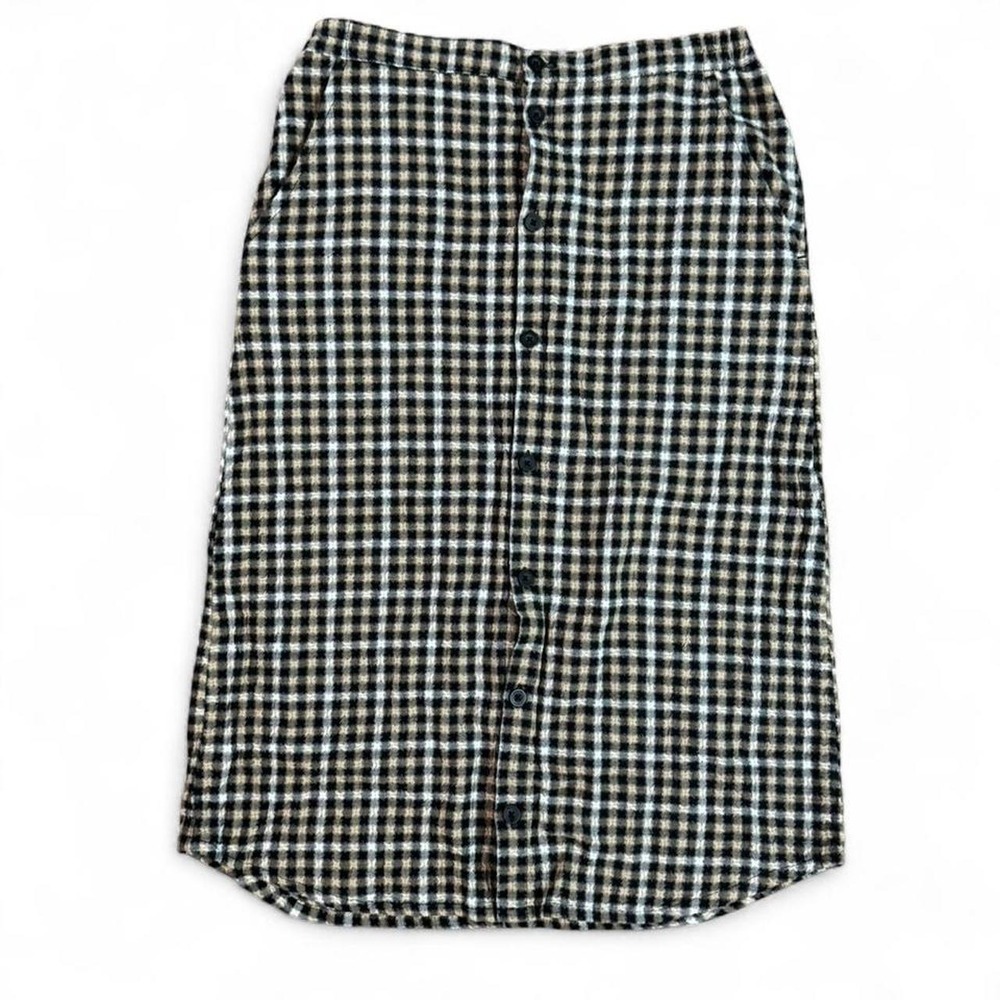 Brixton black + white button up gingham midi skirt Size XS